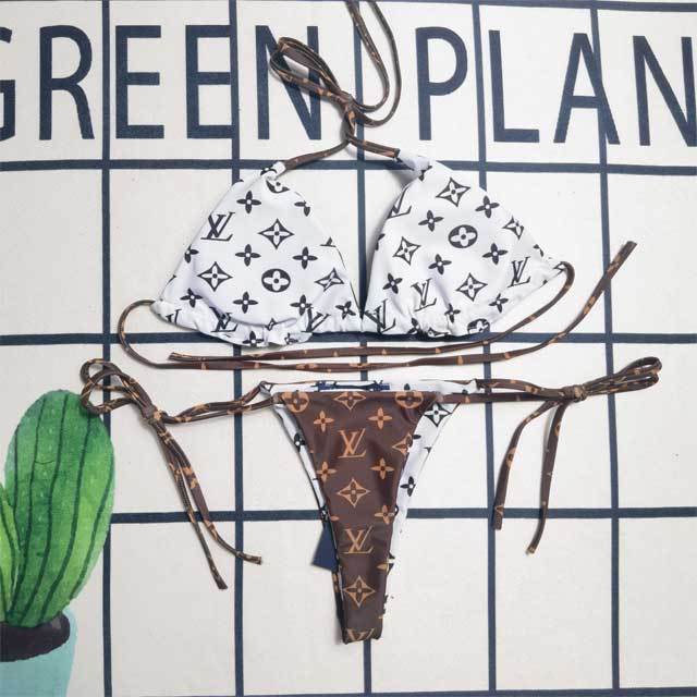 Letter Print Strappy Fashion Bikini