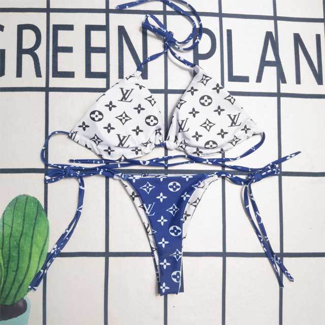 Letter Print Strappy Fashion Bikini