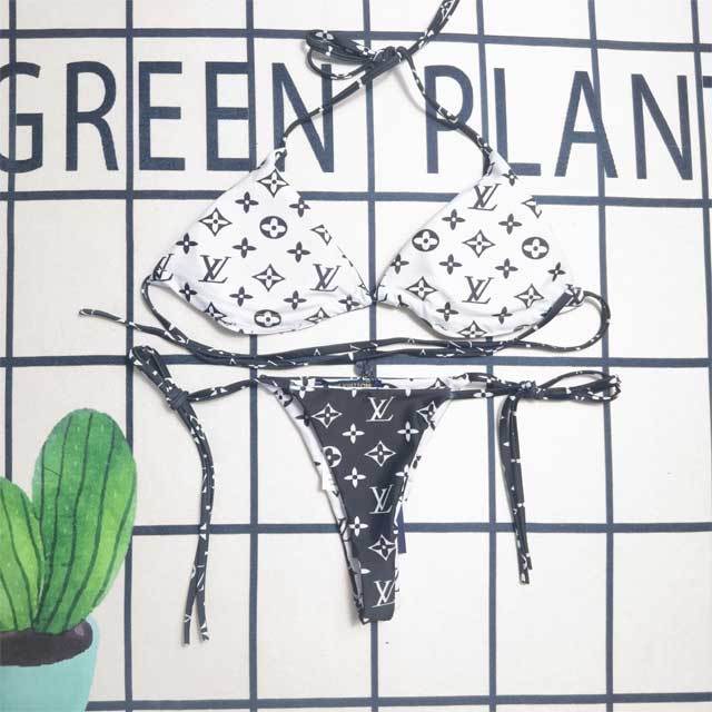 Letter Print Strappy Fashion Bikini