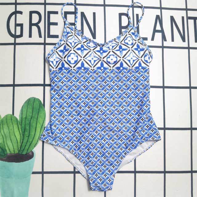 Printed Backless Women One Piece