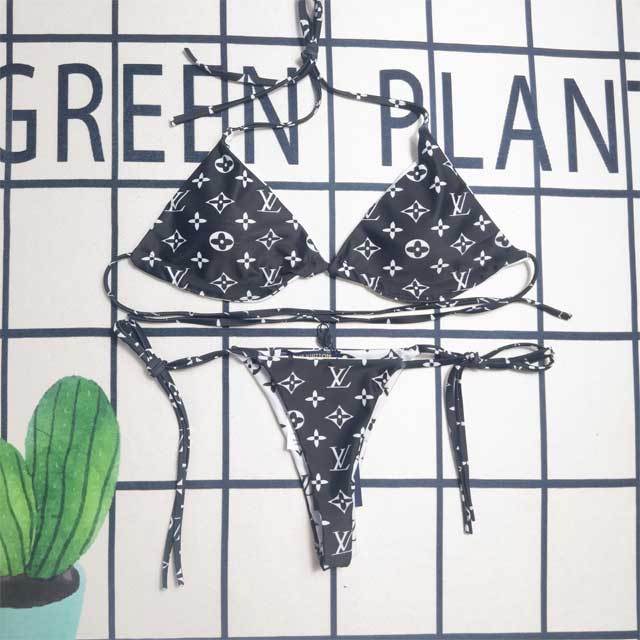 Letter Print Strappy Fashion Bikini
