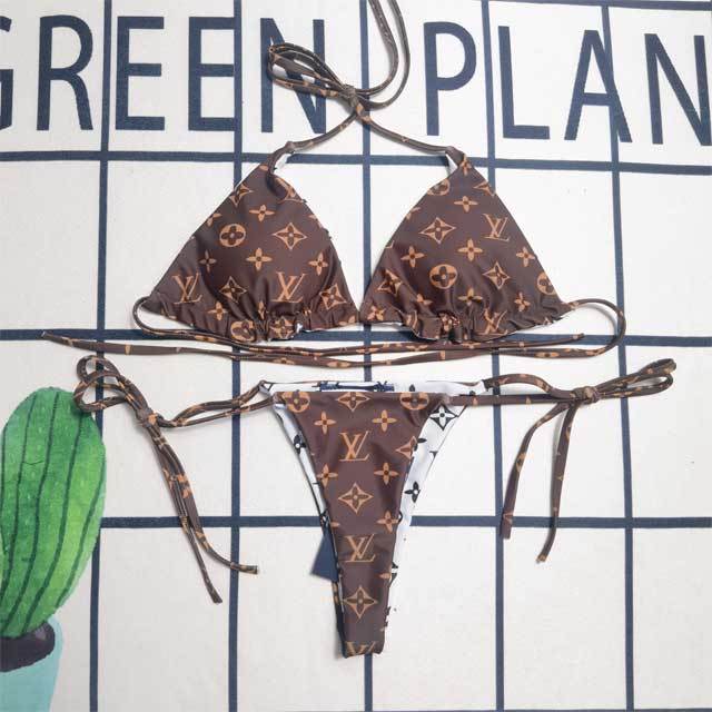Letter Print Strappy Fashion Bikini