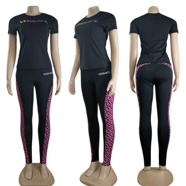 Printed Short Sleeve Jogging Suit