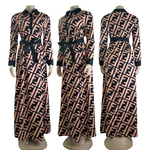 Printed Long Sleeve Swig Dress