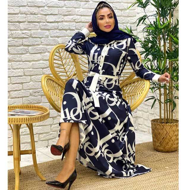 Printed Long Sleeve Swig Dress