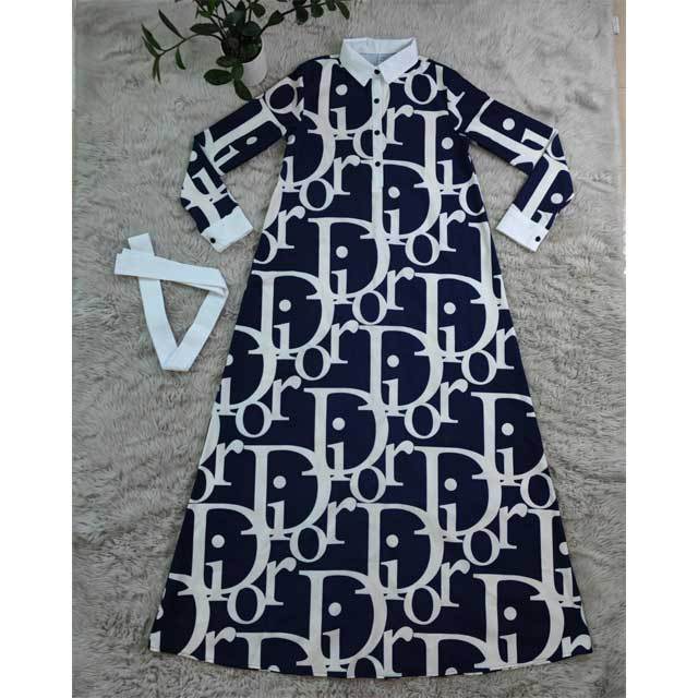 Printed Long Sleeve Swig Dress