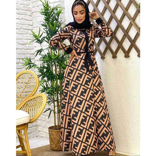 Printed Long Sleeve Swig Dress