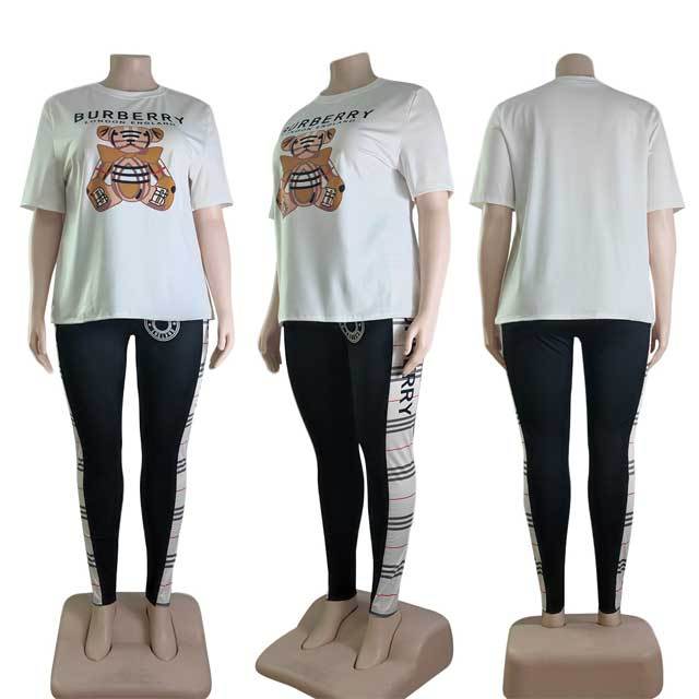 Plus Size Short Sleeve Casual Pants Suit