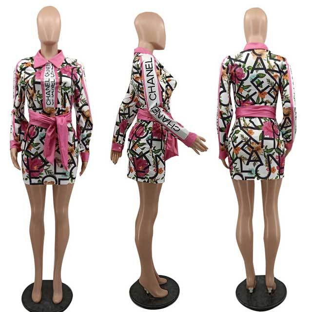Printed Tied Shirt Dress