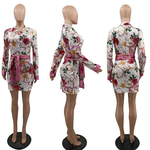 Printed Tied Shirt Dress