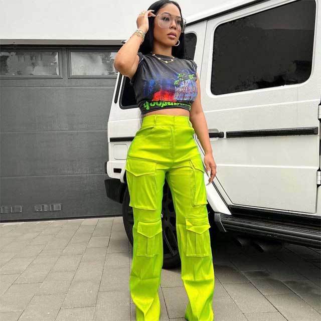 Multi Pockets High Waist Cargo Pants
