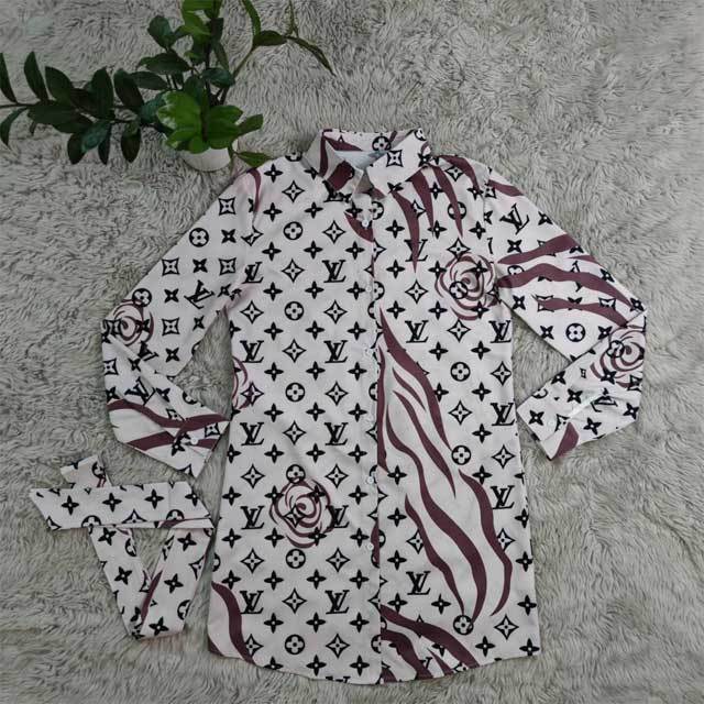Printed Casual Long Sleeve Shirt Dress