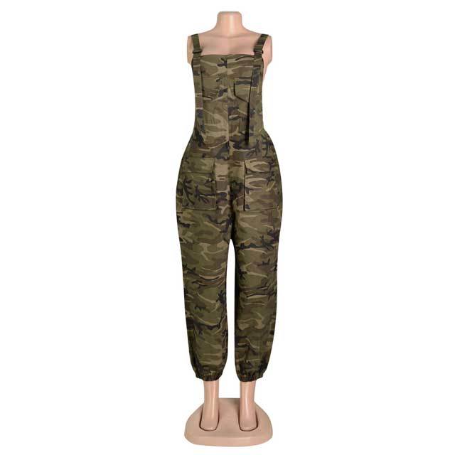 Camo Print Cargo Jumpsuit Overalls