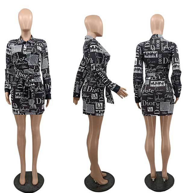 Printed Tied Shirt Dress