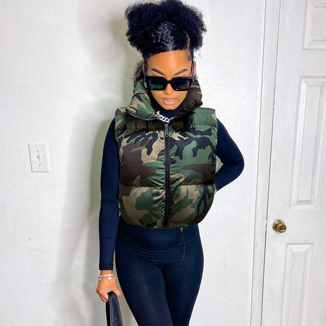 Wool High Neck Puffer Jacket