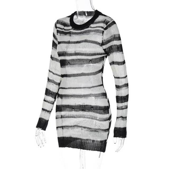 Knit Striped Sweater Dress