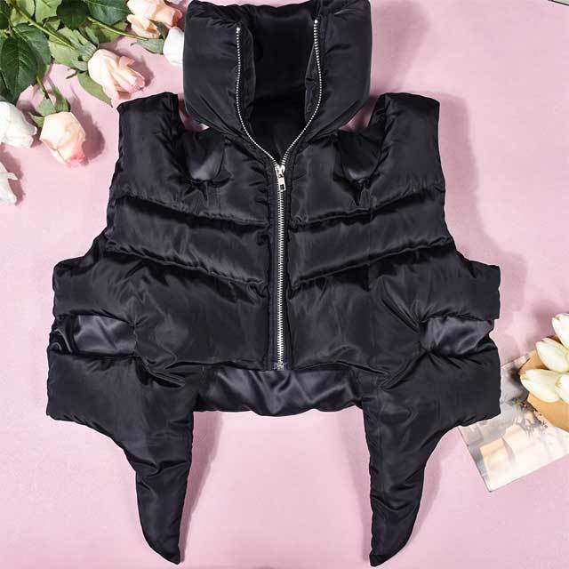 Hollow Out High Neck Puffer Jacket