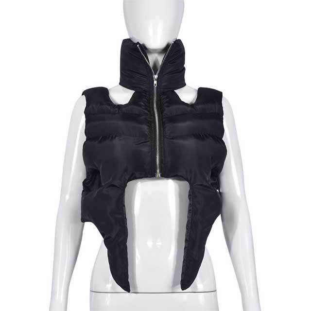 Hollow Out High Neck Puffer Jacket