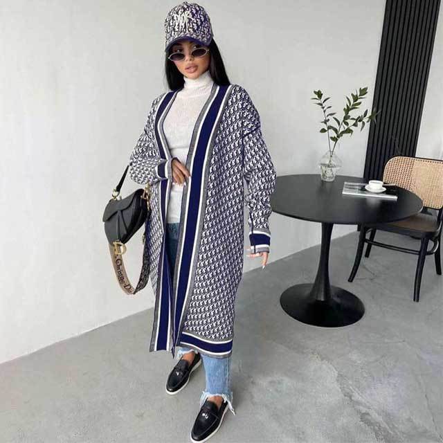 Printed Belted Long Coat