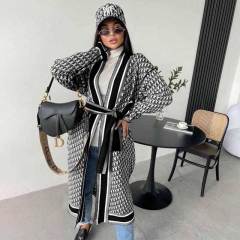 Printed Belted Long Coat