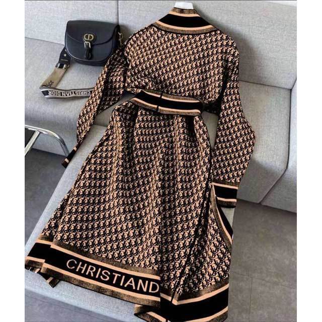 Printed Belted Long Coat