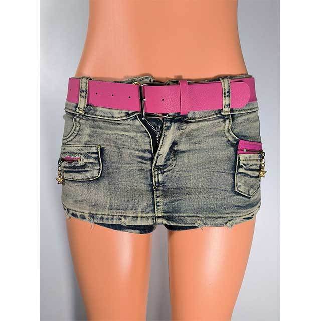 Low Waist Washed Denim Mini Shorts