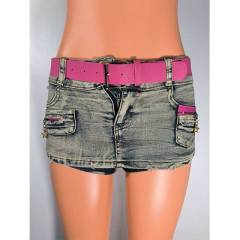 Low Waist Washed Denim Mini Shorts