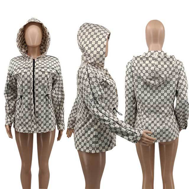 Printed Hooded Cargo Jacket