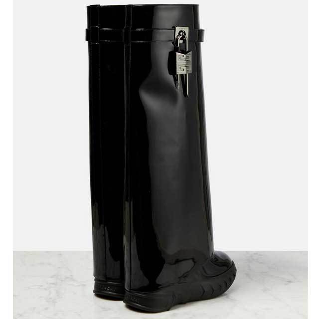 Shark Lock Fashion Leather Knee-high Boots