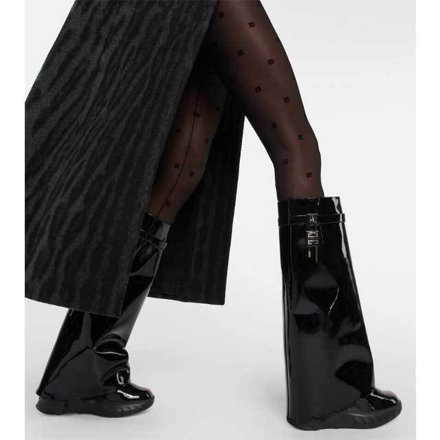 Shark Lock Fashion Leather Knee-high Boots