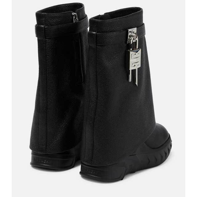 Shark Look Leather Fashion Ankle Boots