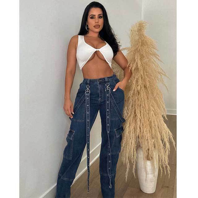 Chic Casual Cargo Jeans With Pockets