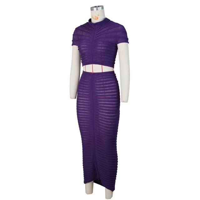 Knit See Through Ruched Maxi Skirt Set