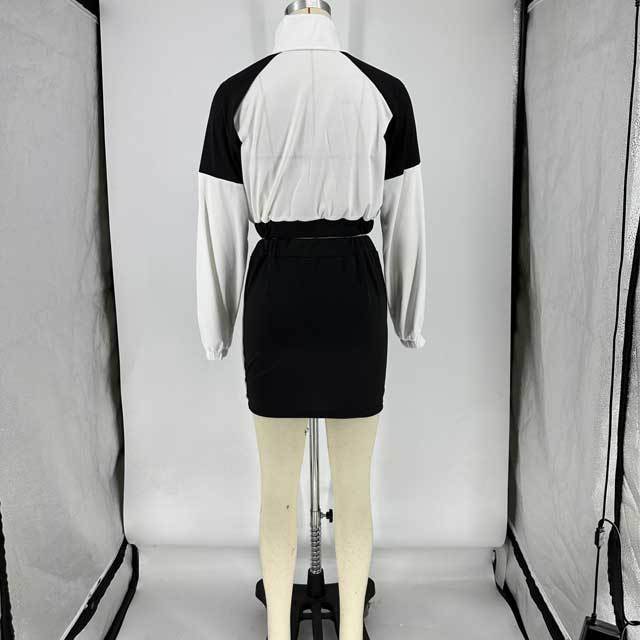 Color Block Slit Skirt Set