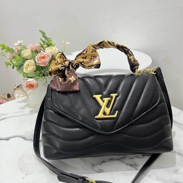 Metal Letter Leather Crossbody Handbag