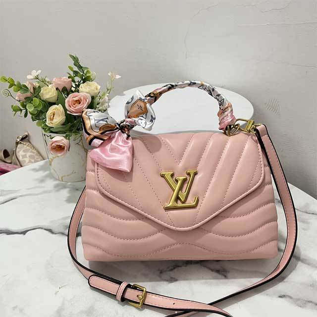 Metal Letter Leather Crossbody Handbag