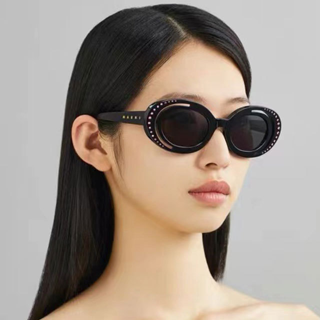 Hollow Diamond Small Round Frame Fashionable Sunglasses