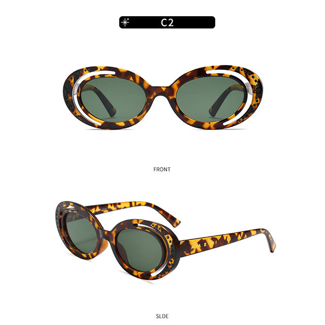 Hollow Diamond Small Round Frame Fashionable Sunglasses