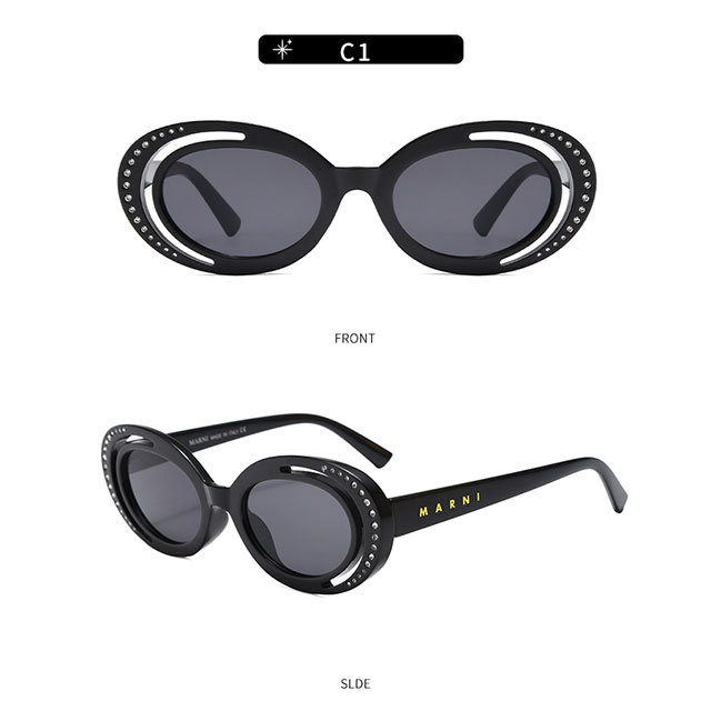 Hollow Diamond Small Round Frame Fashionable Sunglasses