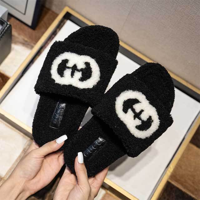 Homewear Casual Style Open Toes Fur Slippers