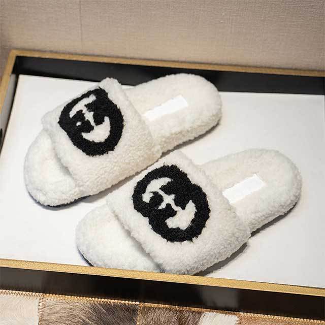 Homewear Casual Style Open Toes Fur Slippers