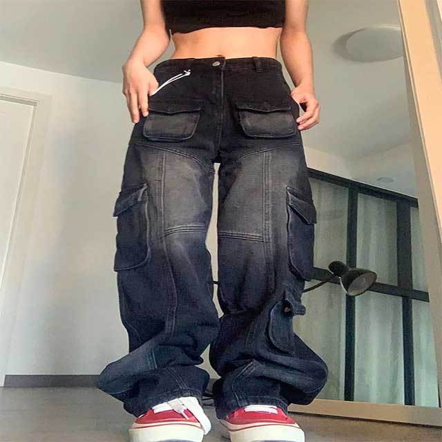 Multi Pockets High Waist Boyfriend Jeans