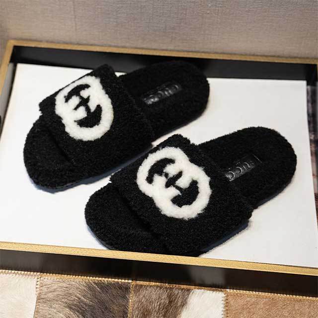 Homewear Casual Style Open Toes Fur Slippers