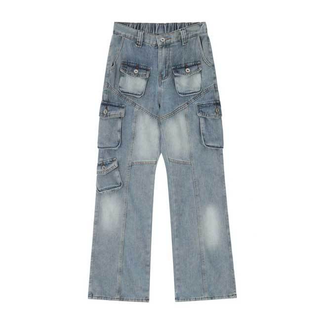 Multi Pockets High Waist Boyfriend Jeans