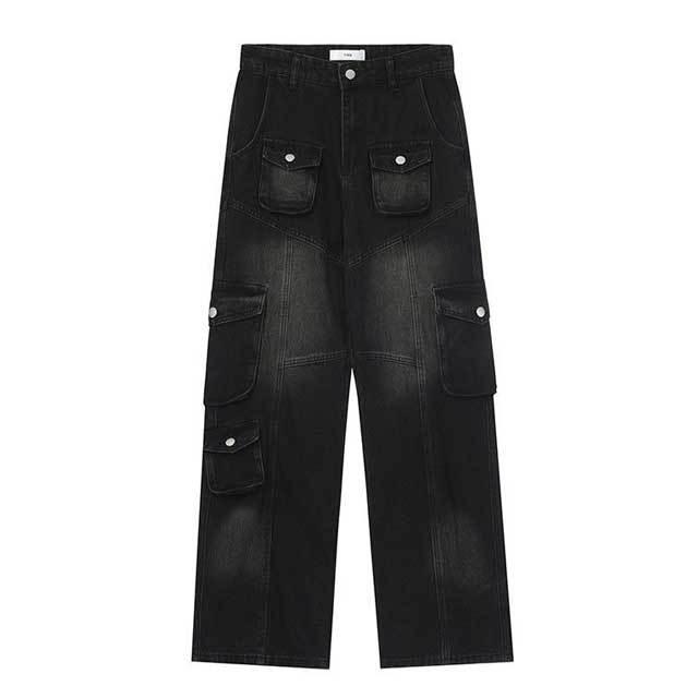 Multi Pockets High Waist Boyfriend Jeans