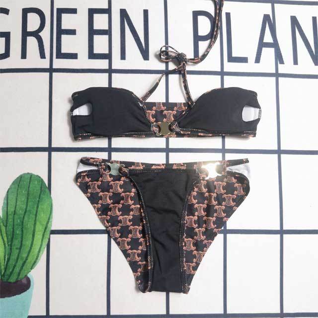 Printed Halter Top Swimsuit Set