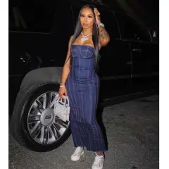 Strapless Denim Maxi Dress