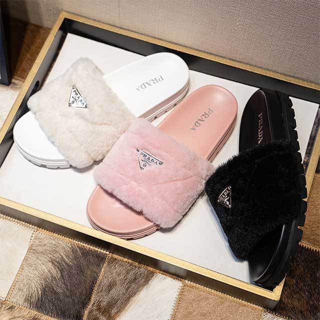Luxury Fashion Furry Slippers Flat Shoes
