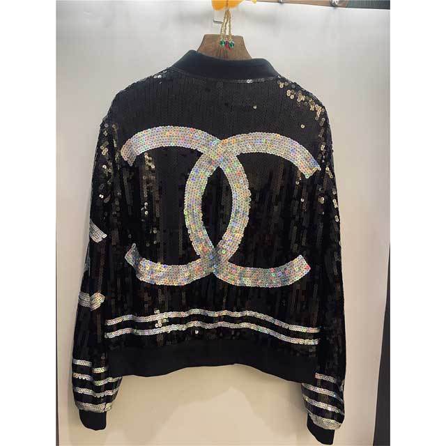 Sequin Zipper Long Sleeve Jacket