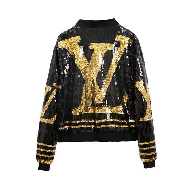 Sequin Zipper Long Sleeve Jacket